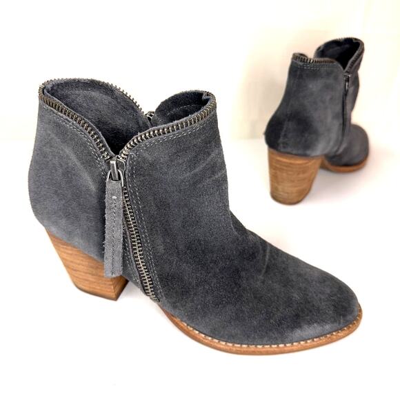 DOLCE VITA Suede Ankle Boots Size 5 Leather Western Coastal Cowgirl Zipper Grey - Picture 1 of 12
